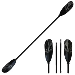 ExtaSea Tour Vario Fiberglas Doppelpaddel | 220-240cm | 4-teilig | Schwarz-grau